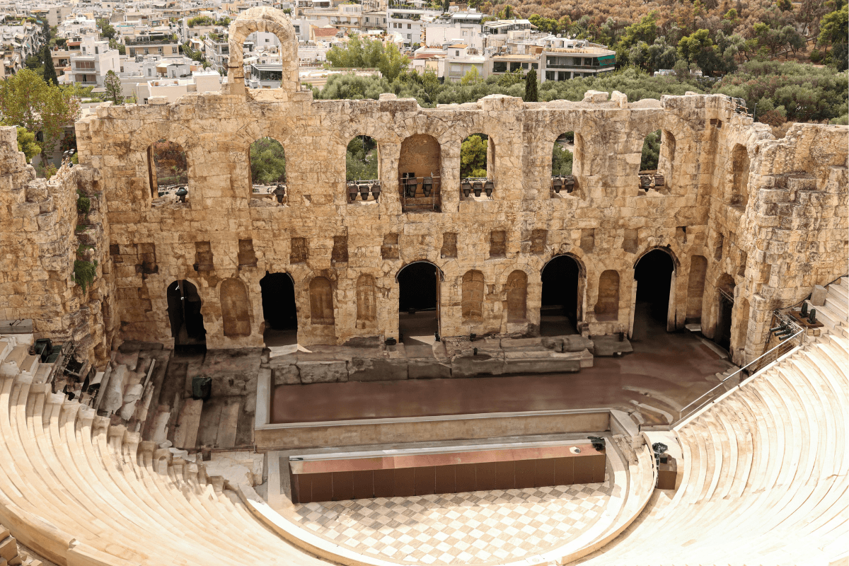 Odeon of Herodes Atticus with its stone arches and tiered seating, a historic sight to include when deciding what to do in Athens.
