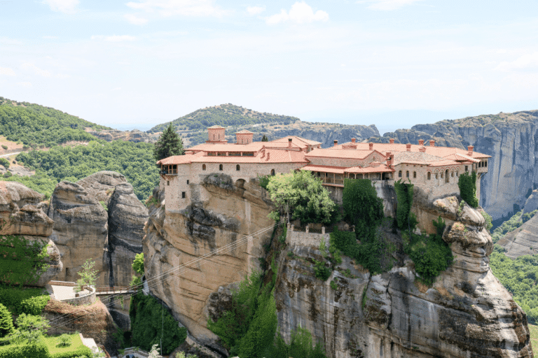 Meteora monastery perched on dramatic rock formations in central Greece, featured in this Meteora guide.
